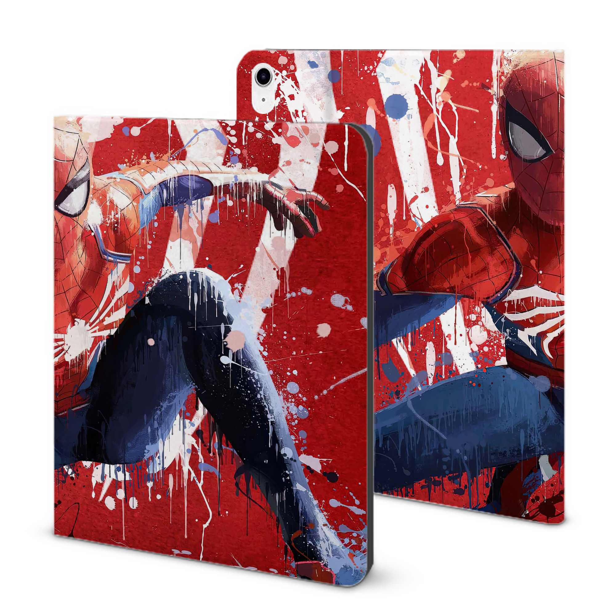 （画像用） Spider Man スパイダーマン IPad ケース ブック型 PUレザー TPU 耐衝撃 軽量 薄型 ペン収納なし 全面保護 IPad 各モデル対応
